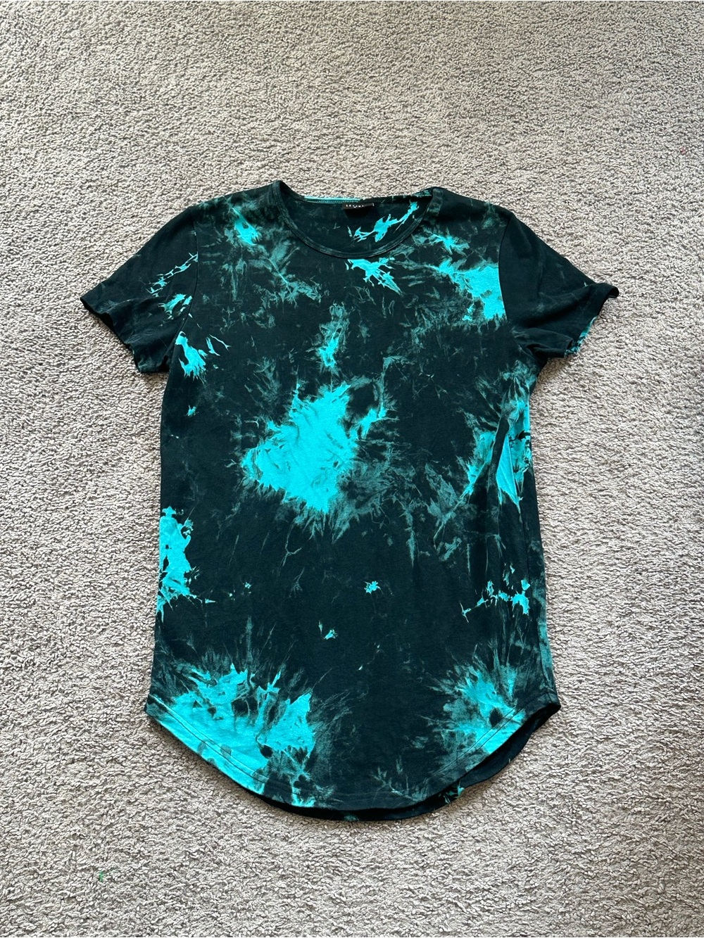Letaotao Tie-Dye long Short Sleeve Tee in Black & Teal